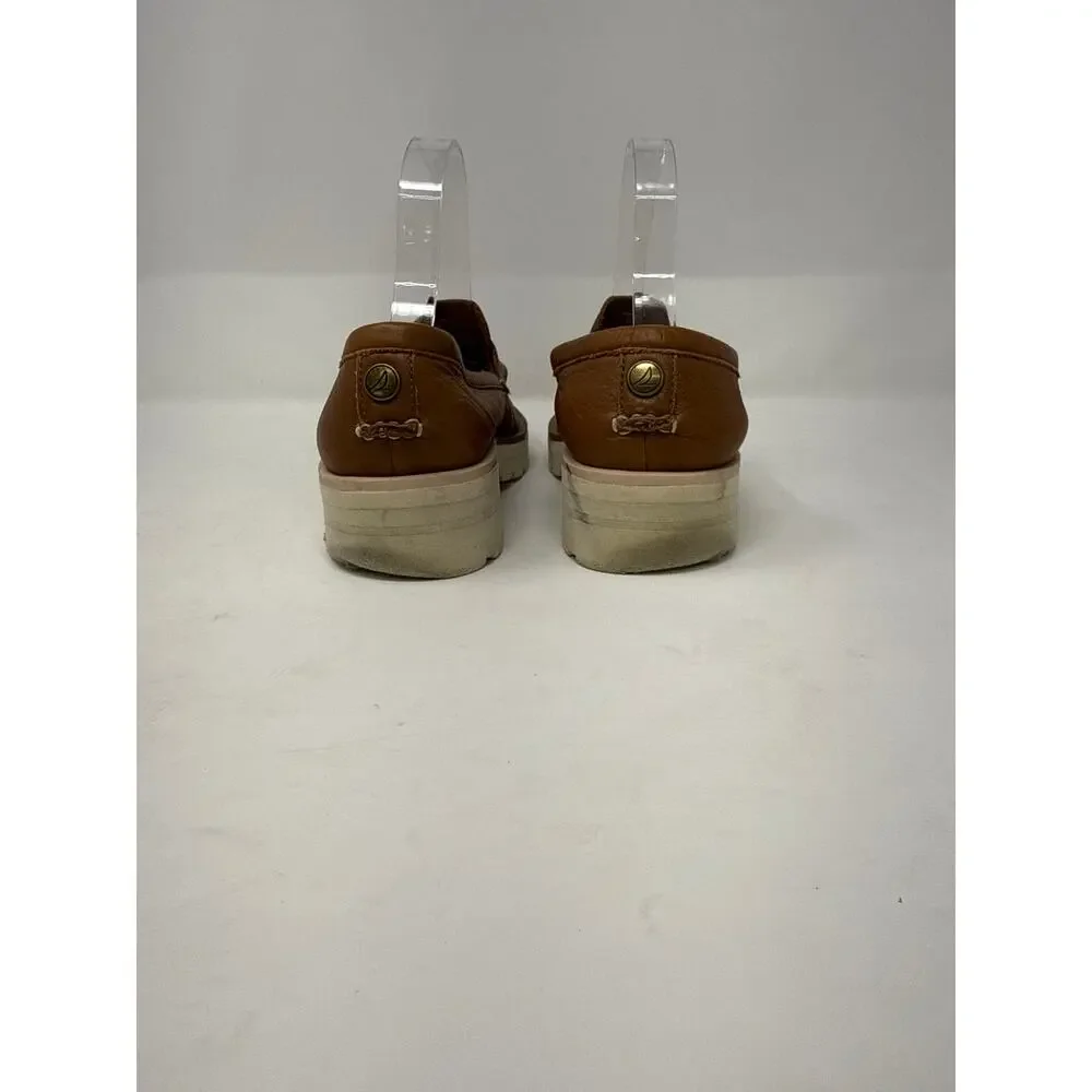 Sperry Size 7.5 Top Sider Penny Loafer Super Soft Leather Tan Brown Cushioned